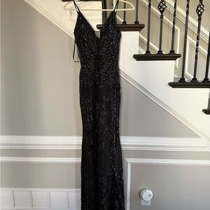 Elegant Black Sequin Evening Gown